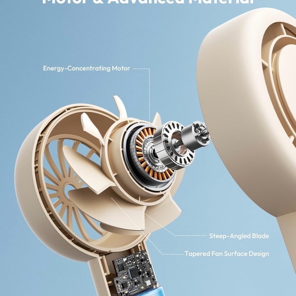 Portable Beige Handheld Fan (2) - Picture 6 of 7